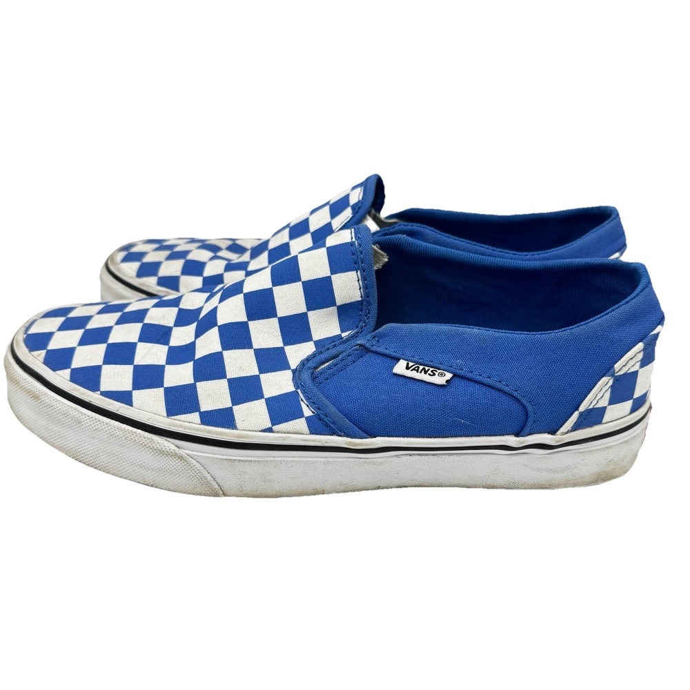 Vans Classic Checkerboard Slip On Canvas Shoes Women's US Size 8 Blue White